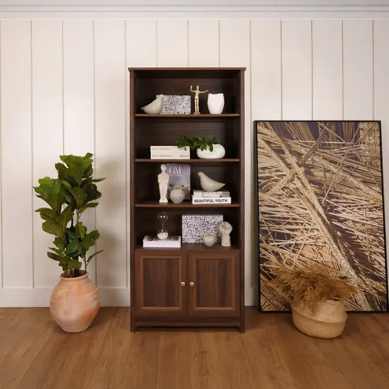 Estantería Librero Organizador Minimalista E 958 Estante de Almacenamiento Moderno con 4 nichos color Imbuia