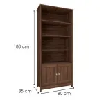 Medidas de Estantería Librero Organizador Minimalista Bertolini E 958 Estante de Almacenamiento Moderno con 4 nichos color Imbuia