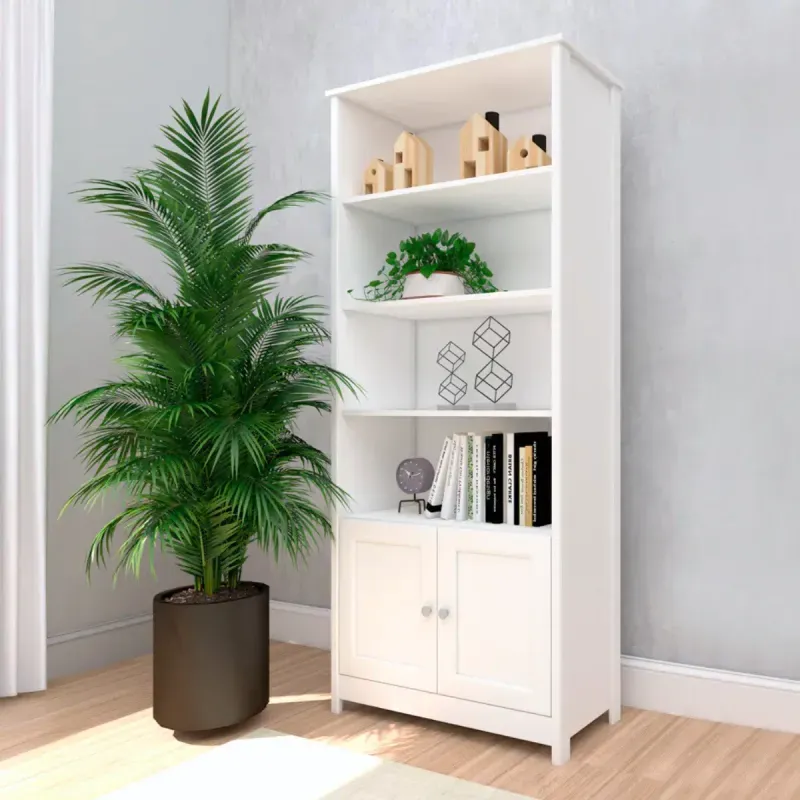 Estantería Librero Organizador Minimalista E 958 Estante de Almacenamiento Moderno con 4 nichos color Blanco