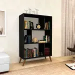 Estantería Organizador de Libros Multiusos Bertolini RT 3015 con 6 entrepaños color Negro