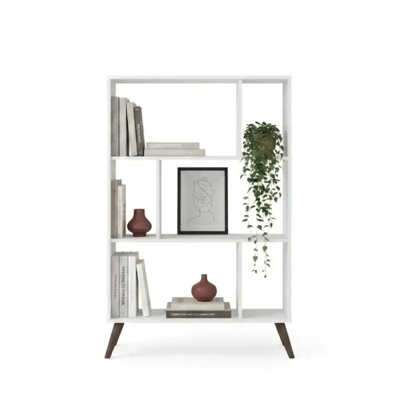 Estante librero Moderno Bertolini RT 3015 Estantería Organizador de Libros Multiusos con 6 entrepaños color Blanco