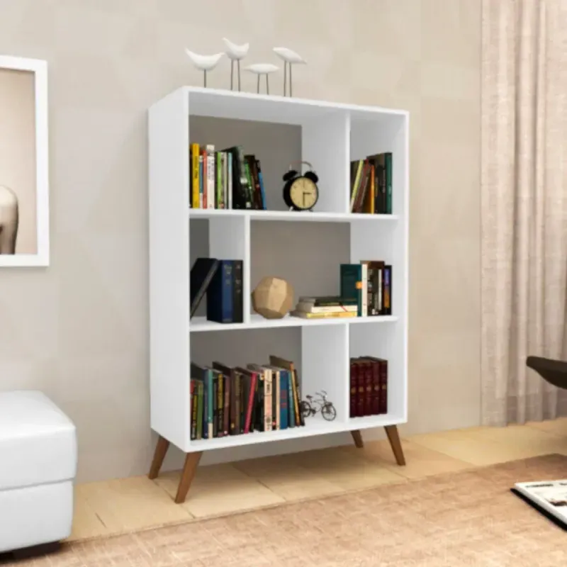 Estantería Organizador de Libros Multiusos Bertolini RT 3015 con 6 entrepaños color Blanco