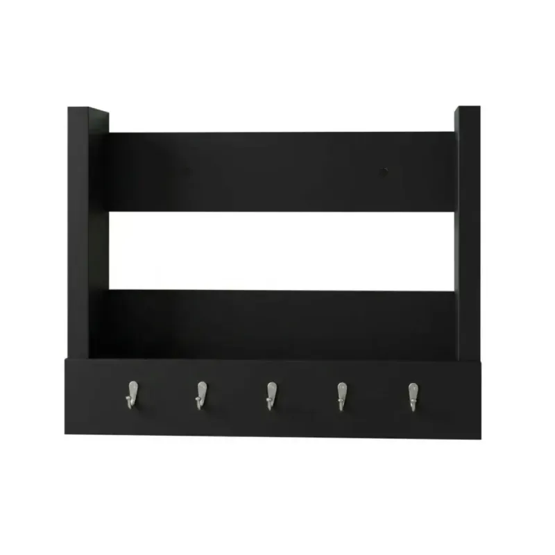 Repisa Flotante Bertolini AM 3117 Organizador con 1 nicho y 5 ganchos para llaves color Negro