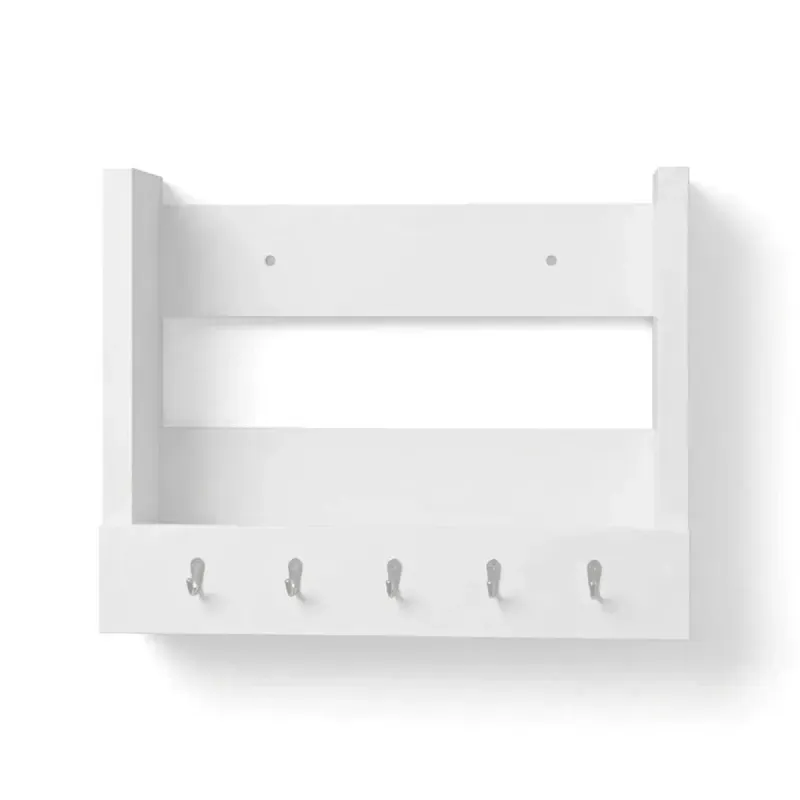 Repisa Flotante Bertolini AM 3117 Organizador con 1 nicho y 5 ganchos para llaves color Blanco