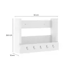 Medidas de Repisa Flotante Bertolini AM 3117 Organizador con 1 nicho y 5 ganchos para llaves color Blanco