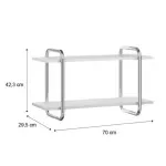 Medidas de Repisa Flotante Bertolini 1275 Mueble Flotante con 2 Estantes color Blanco Cromado