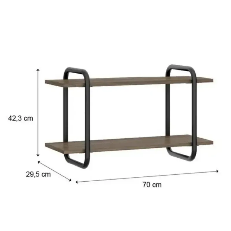 Medidas de Repisa Flotante Bertolini 1275 Mueble Flotante con 2 Estantes color Legno Negro