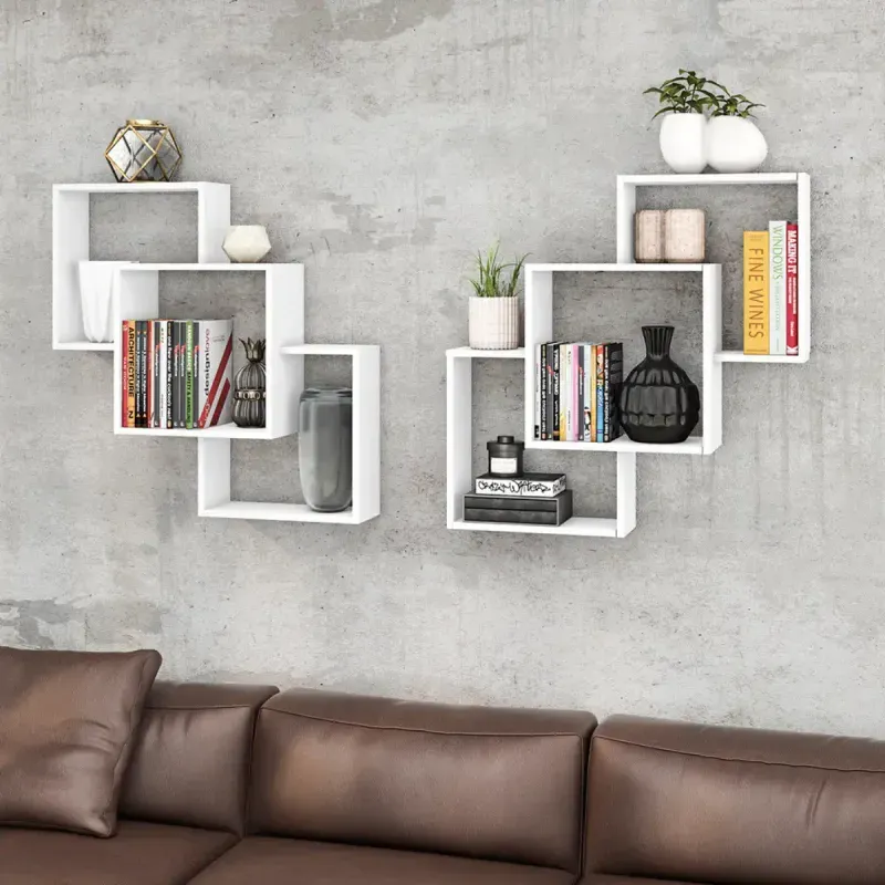 Repisa Flotantes Bertolini AM 3080 con 3 Estantes Unificadas color Blanco