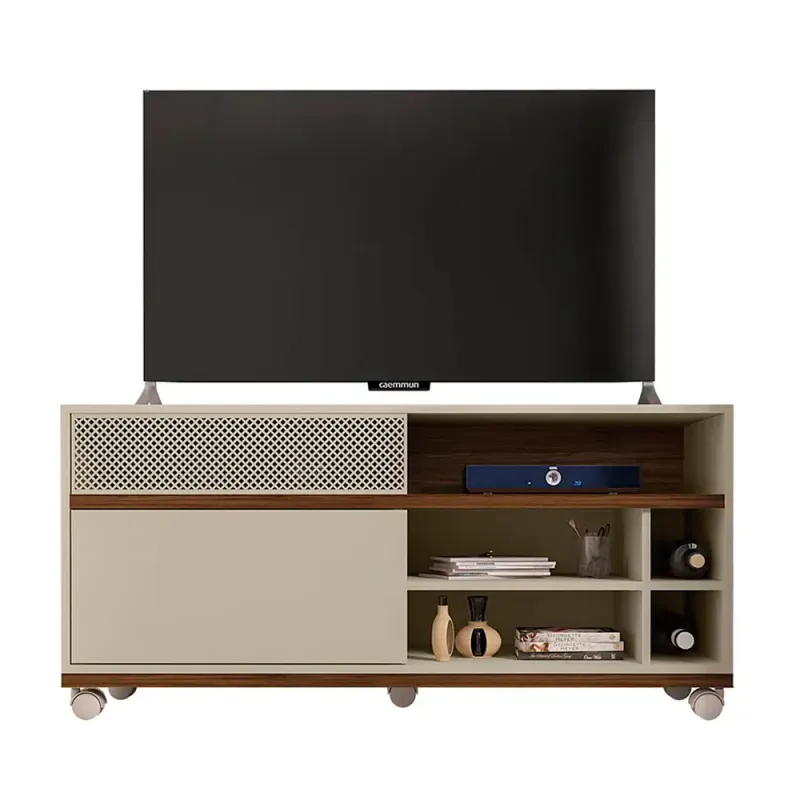 Mueble Mesa para TV Bertolini Slide hasta 50 Pulgadas color Off White Havana