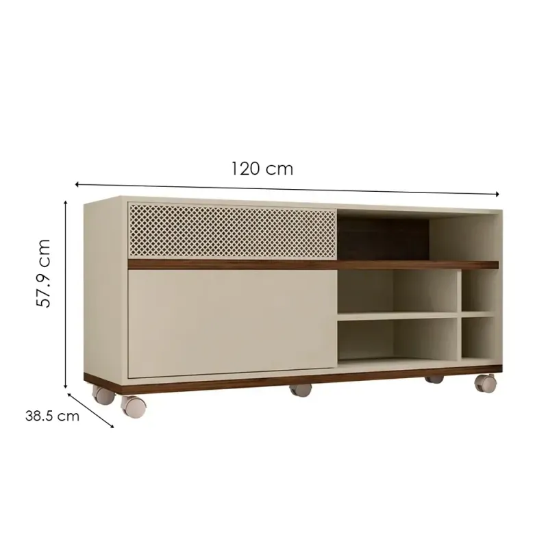 Medidas del Mueble Mesa para TV Bertolini Slide hasta 50 Pulgadas color Off White Havana