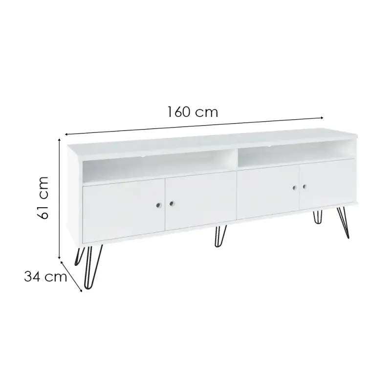 Medidas de Mueble Mesa para TV Bertolini Oregón hasta 65 Pulgadas Blanco