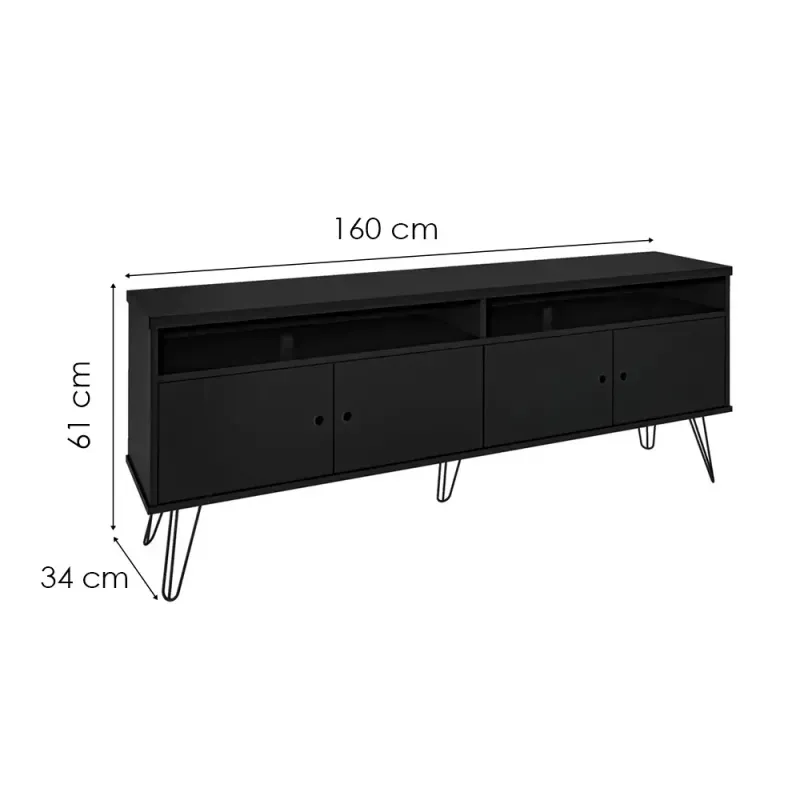 Medidas de Mueble Mesa para TV Bertolini Oregón hasta 65 Pulgadas Negro