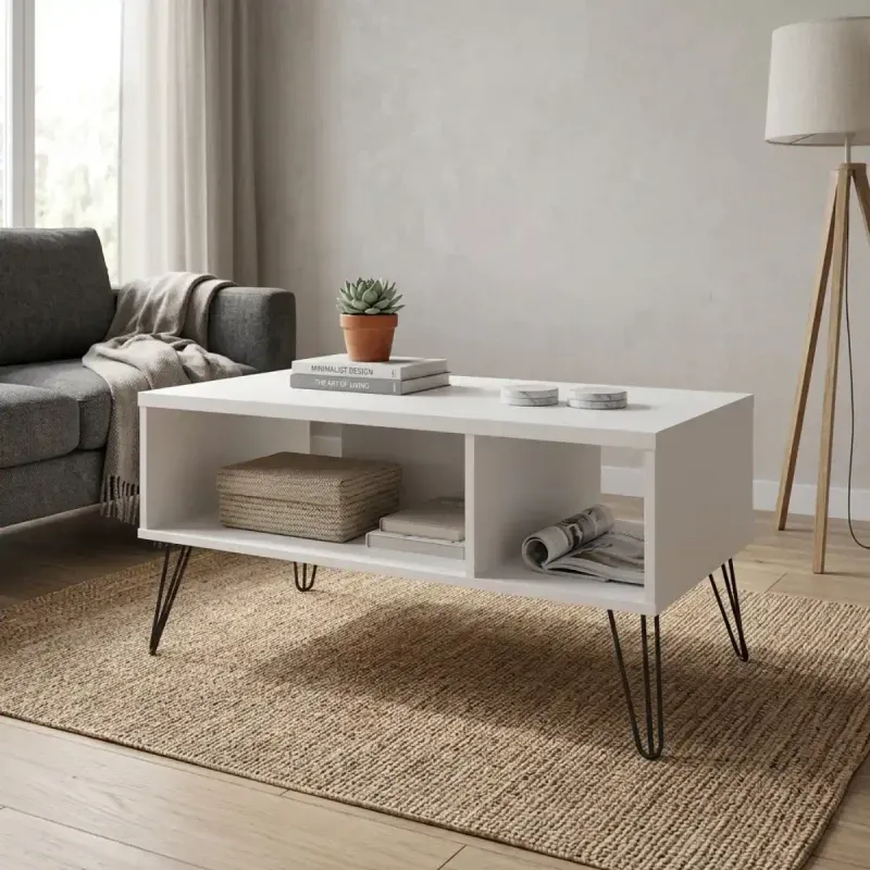Mesa Auxiliar de Centro Moderna Bertolini Oregón Mesa Auxiliar Para Sala 2 Nichos color Blanco