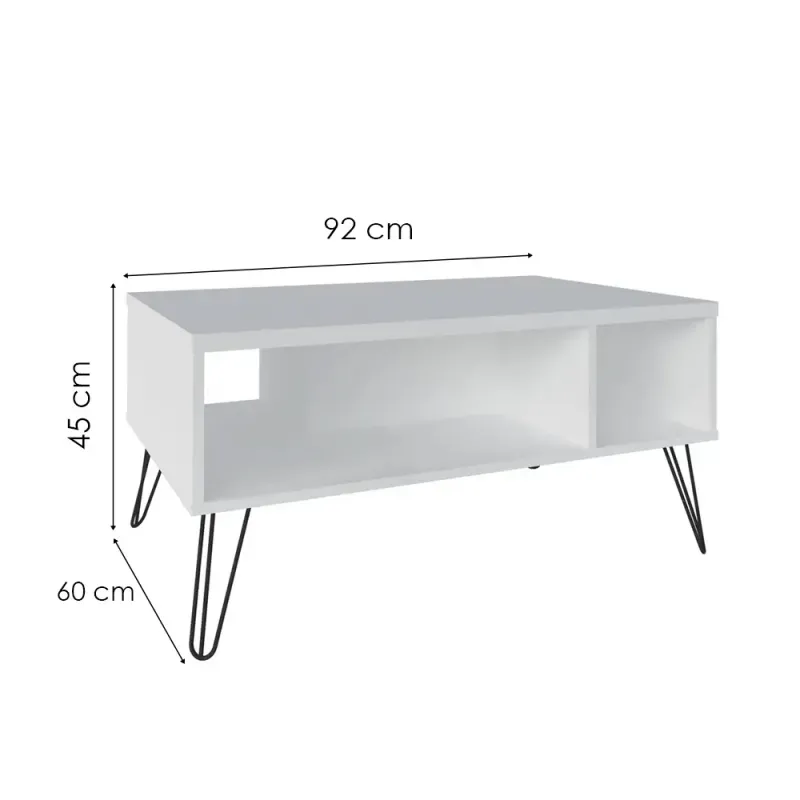 Medidas Mesa de Centro Moderna Bertolini Oregón Mesa Auxiliar Para Sala 2 Nichos color Blanco