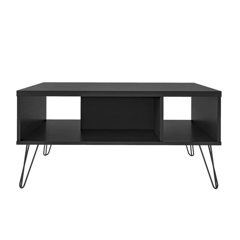 Mesa de Centro Moderna Bertolini Oregón Mesa Auxiliar Para Sala 2 Nichos color Negro
