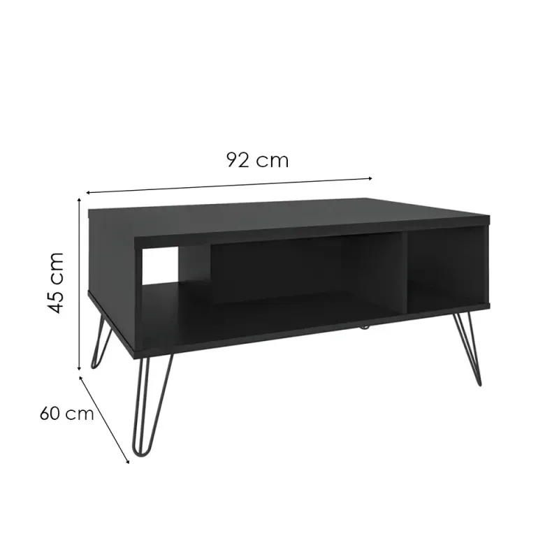 Medidas Mesa de Centro Moderna Bertolini Oregón Mesa Auxiliar Para Sala 2 Nichos color Negro