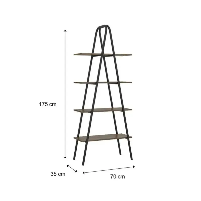 Medidas Estantería Librero Bertolini 1283 con 4 Estantes Legno Negro