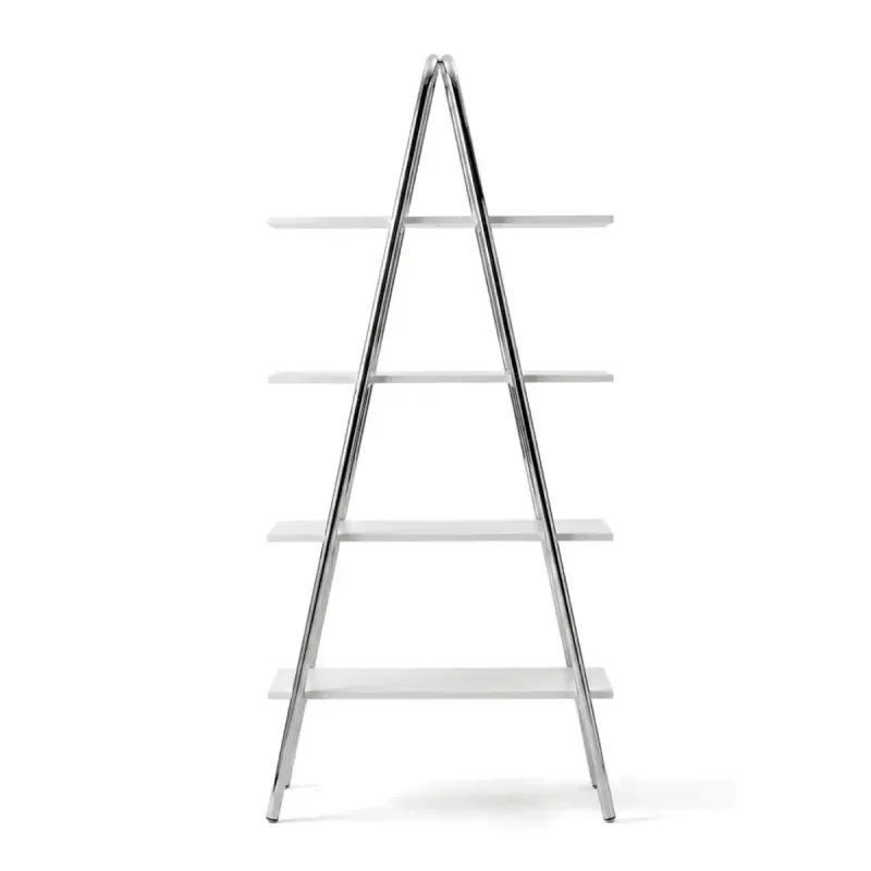 Estantería Librero Bertolini 1283 con 4 Estantes Blanco Cromado