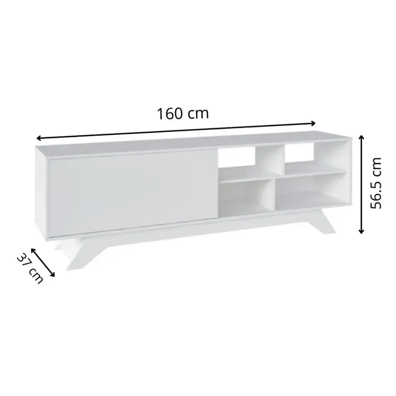 Medidas de un Mueble Mesa para TV Bertolini Niagara 65 Pulgadas Blanco