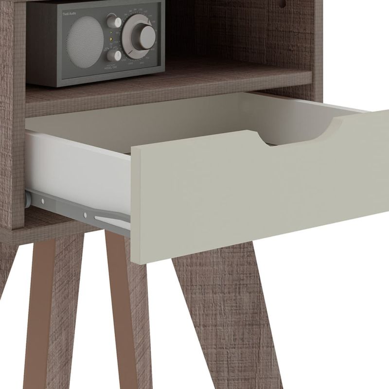Mesa Auxiliar, Bertolini VIP con 1 Cajón 1 Nicho color Canela Off White