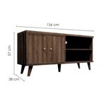 Medidas de Mueble Mesa para TV Bertolini R 631 Hasta 50 Pulgadas con 2 puertas 2 nichos color Imbuia