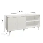 Medidas de Mueble Mesa para TV Bertolini R 631 Hasta 50 Pulgadas con 2 puertas 2 nichos color Imbuia
