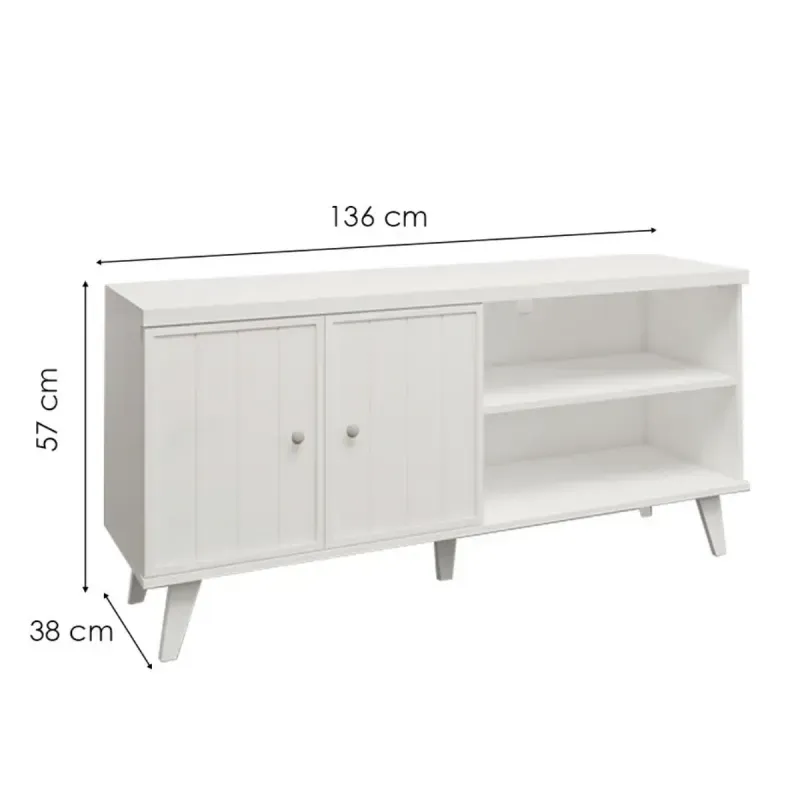 Medidas de Mueble Mesa para TV Bertolini R 631 Hasta 50 Pulgadas con 2 puertas 2 nichos color Imbuia