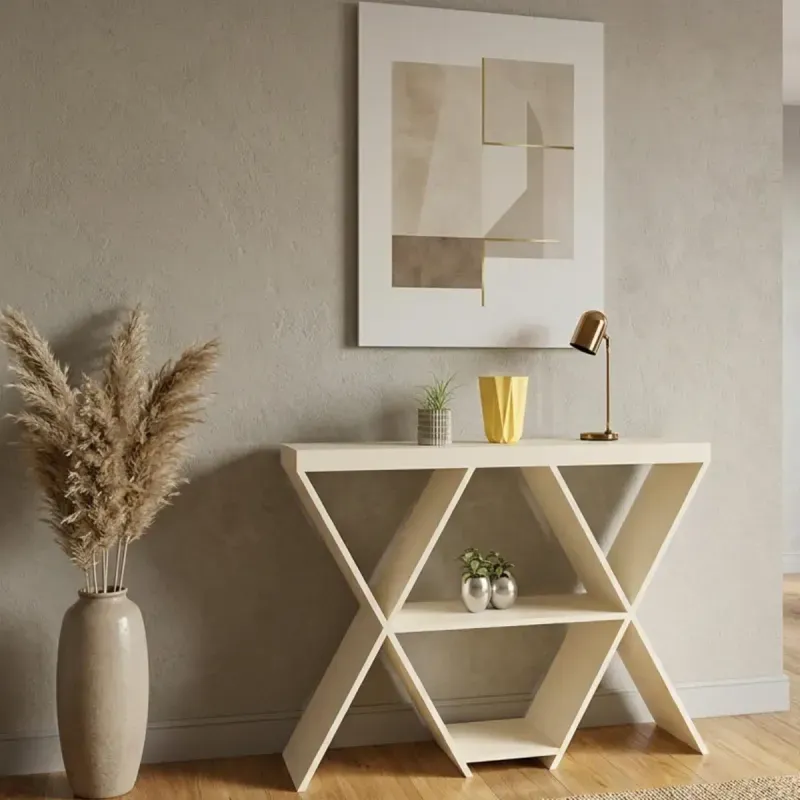 Aparador Bertolini Estrella Credenza Moderna con 3 estantes Off White