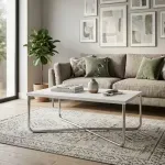 Mesa de Centro Moderna Bertolini 1271 para Sala color Blanco Cromado