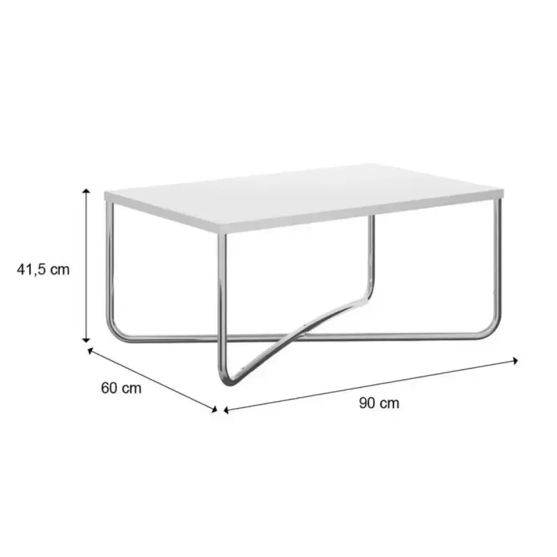 Medidas de una Mesa de Centro Moderna Bertolini 1271 Mesa Auxiliar para Sala color Blanco Cromado