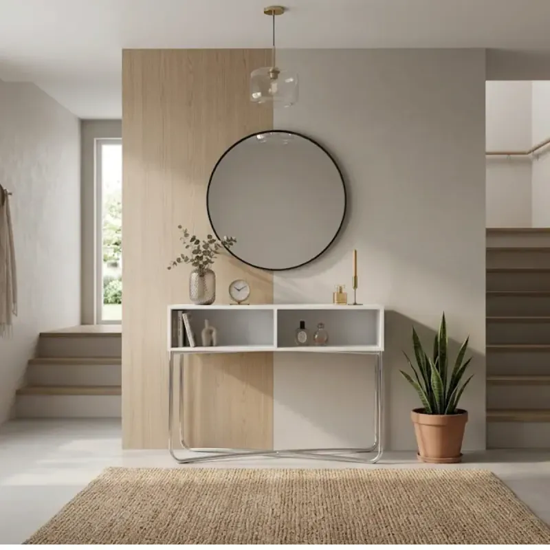 Aparador Bertolini 1273 Buffetera con 2 Nichos color Blanco Cromado