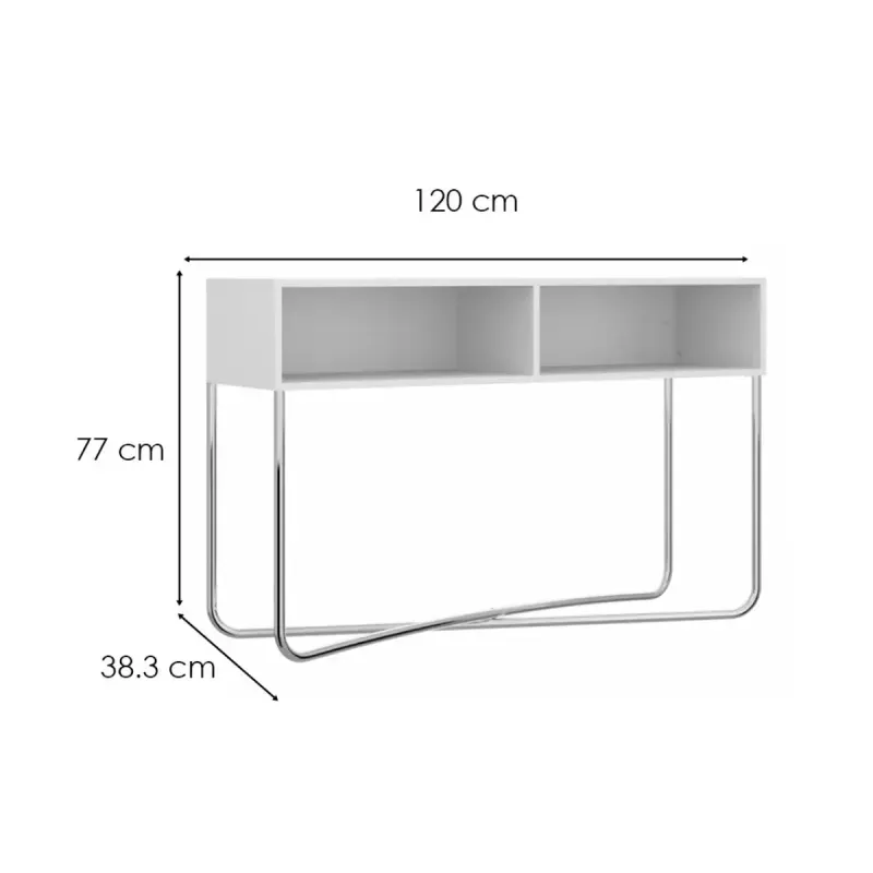 Medidas del Aparador Credenza Bertolini 1273 Buffetera con 2 Nichos color Blanco Cromado