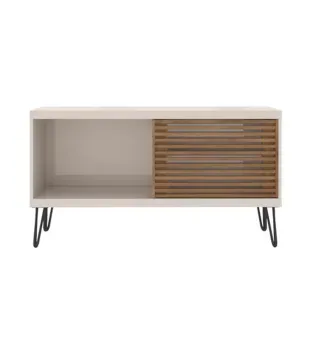 Mueble Mesa para TV hasta 32 Pulgadas Bertolini FRIZZ FILET color Blanco con Buriti