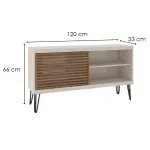 Medidas de un Mueble Mesa de TV de hasta 32 Pulgadas Bertolini FRIZZ FILET color Blanco con Buriti