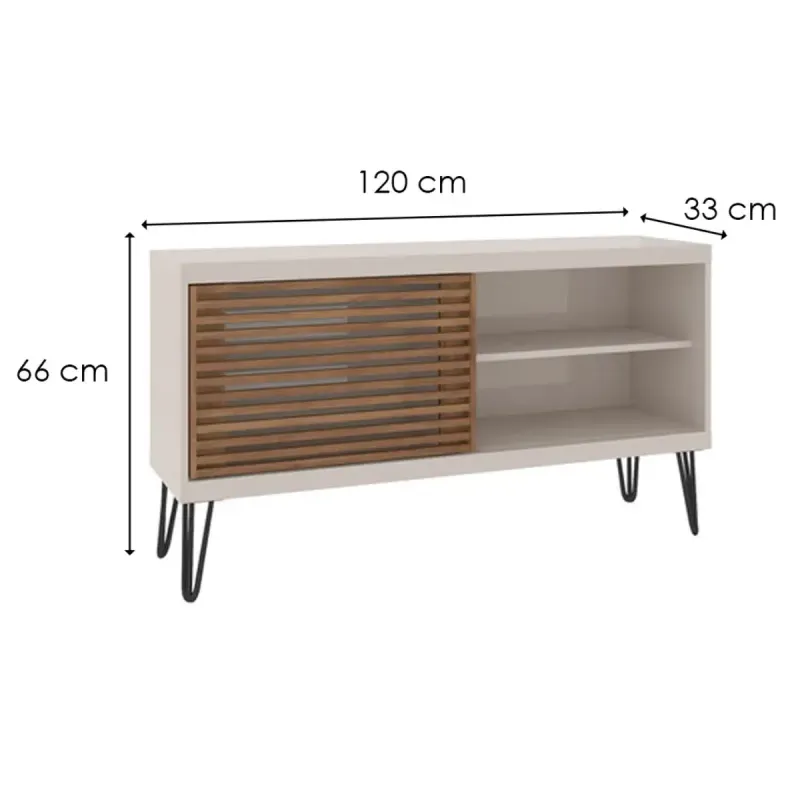 Medidas de un Mueble Mesa de TV de hasta 32 Pulgadas Bertolini FRIZZ FILET color Blanco con Buriti
