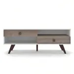 Mueble Mesa para TV Bertolini RT 3069 Hasta 42 Pulgadas 2 Cajones color Blanco y Rústico