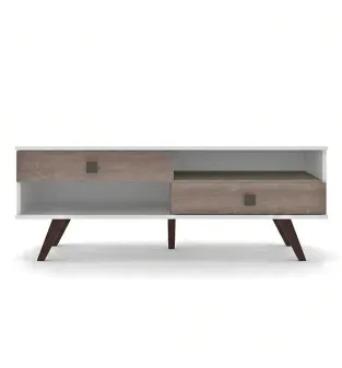 Mueble Mesa para TV Bertolini RT 3069 Hasta 42" 2 Cajones color Blanco y Rústico