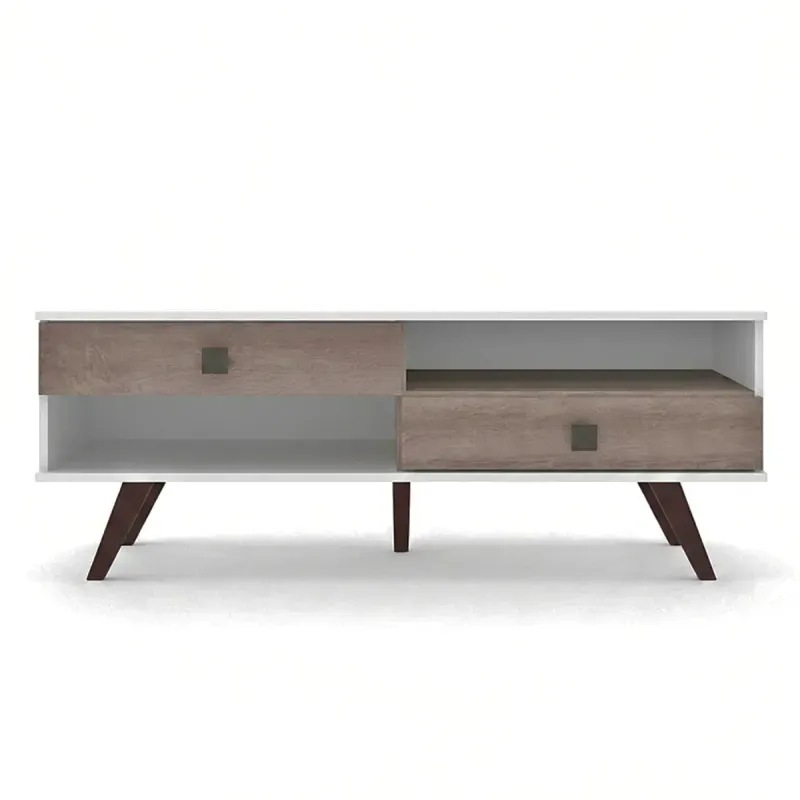 Mueble Mesa para TV Bertolini RT 3069 Hasta 42 Pulgadas 2 Cajones color Blanco y Rústico