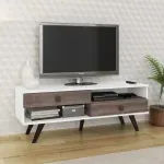 Mueble para TV Bertolini RT 3069 Hasta 42 Pulgadas 2 Cajones color Blanco y Rústico