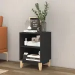 Mesa De Noche, Bertolini LE 6005 Mesa Auxiliar para Sala con 2 Nichos color Negro