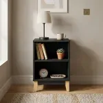 Mesa Auxiliar De Noche, Bertolini LE 6005 para Sala con 2 Nichos color Negro