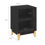 Medidas de Mesa Lateral, De Noche, Bertolini LE 6005 Mesa Auxiliar para Sala con 2 Nichos color Negro