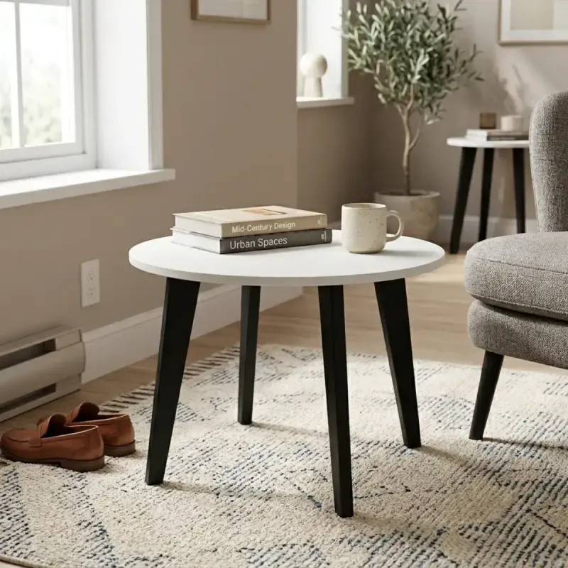 Mesa de Centro Moderna Bertolini RT 3082 Para Sala color Blanco