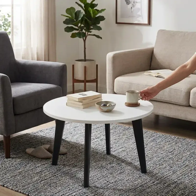 Mesa de Centro Bertolini RT 3082 Mesa Auxiliar Para Sala color Blanco
