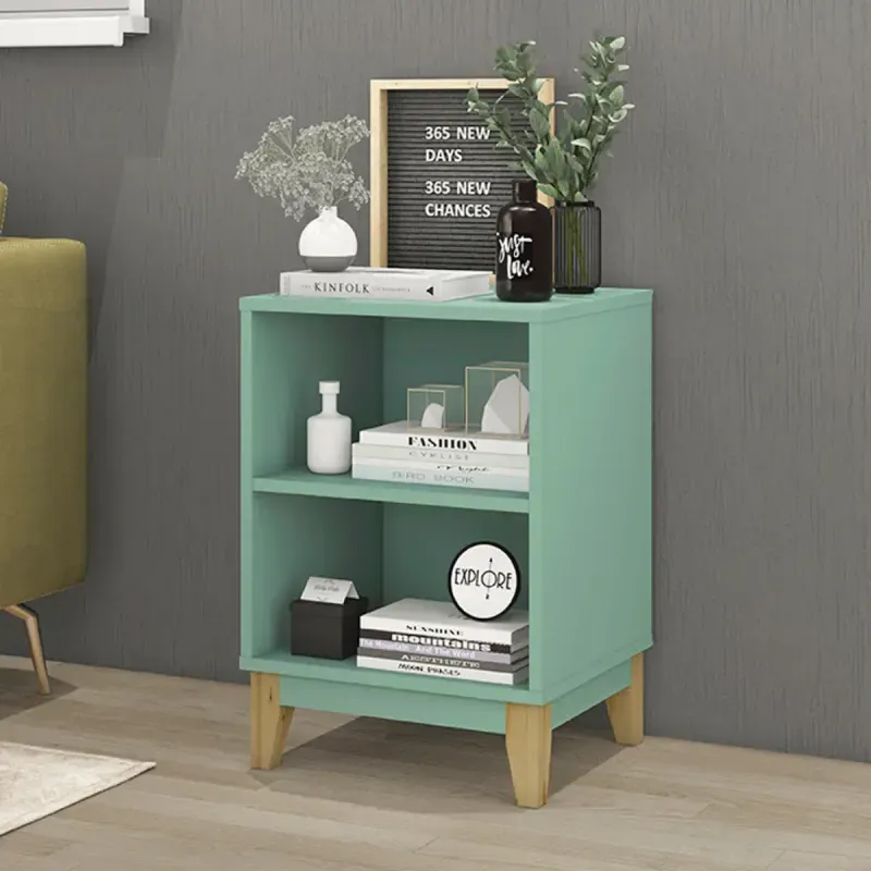 Mesa De Noche, Bertolini LE 6005 Mesa Auxiliar para Sala con 2 Nichos color Verde