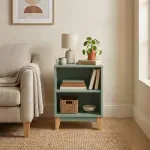 Mesa Auxiliar De Noche, Bertolini LE 6005 para Sala con 2 Nichos color Verde