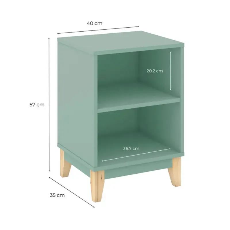 Medidas de Mesa Lateral, De Noche, Bertolini LE 6005 Mesa Auxiliar para Sala con 2 Nichos color Negro