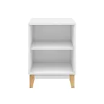 Mesa Lateral, De Noche, Bertolini LE 6005 Mesa Auxiliar para Sala con 2 Nichos color Blanco