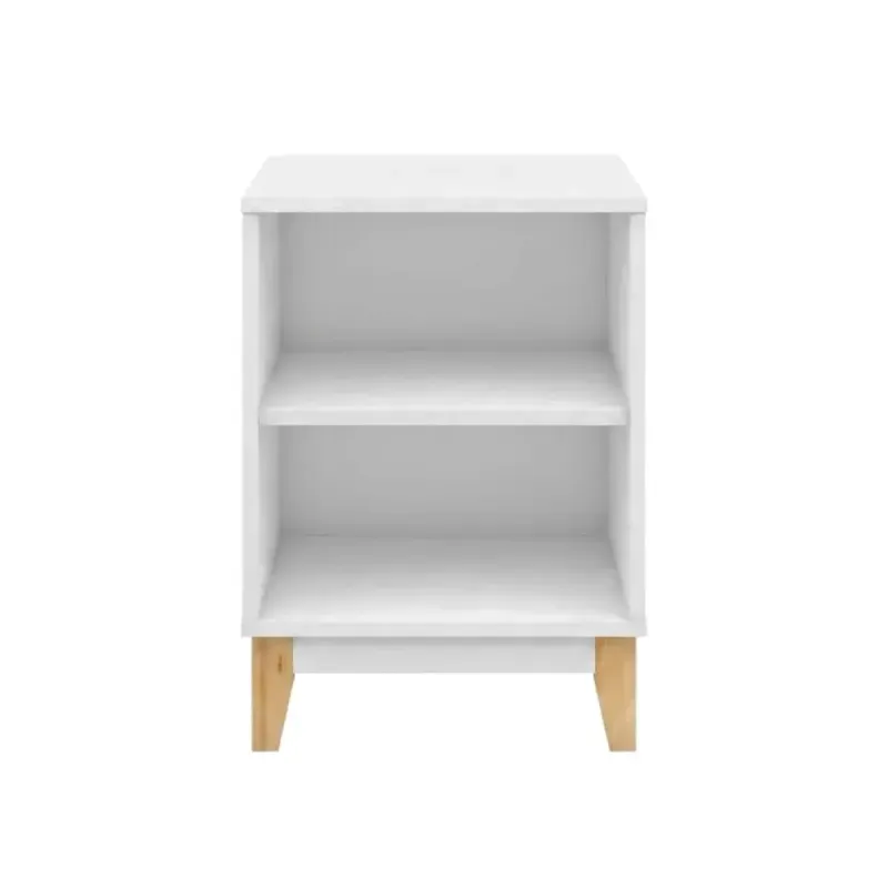 Mesa Lateral, De Noche, Bertolini LE 6005 Mesa Auxiliar para Sala con 2 Nichos color Blanco
