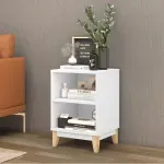 Mesa De Noche, Bertolini LE 6005 Mesa Auxiliar para Sala con 2 Nichos color Blanco